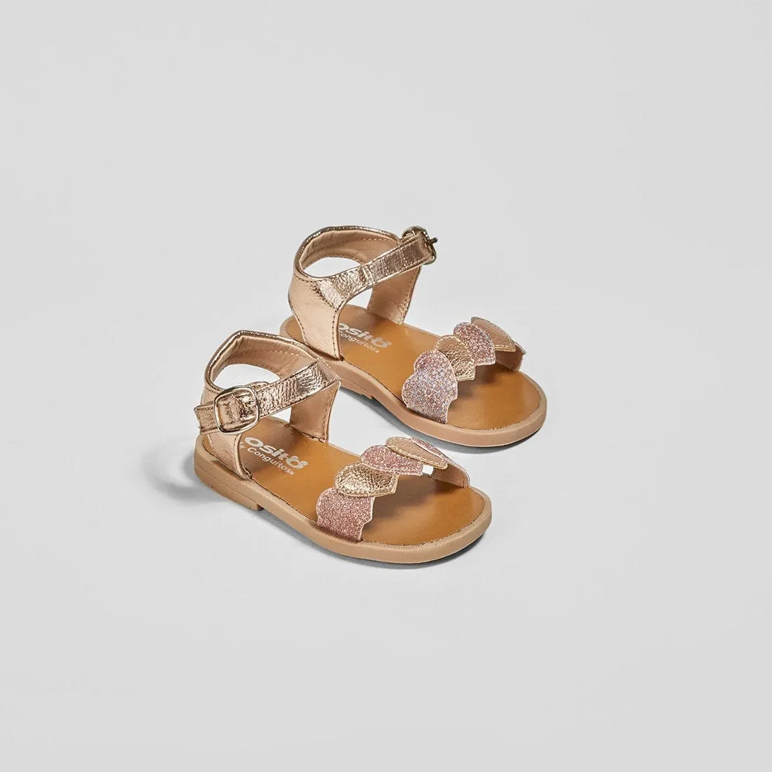 Baby's "Hearts" Metallized Magnesium Sandals