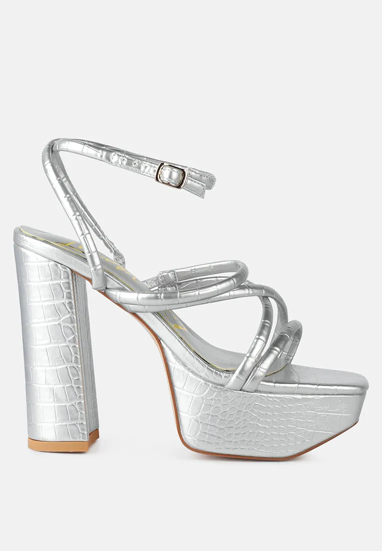 Beam Tips Strappy Chunky Platform High Heel Sandals by London Rag
