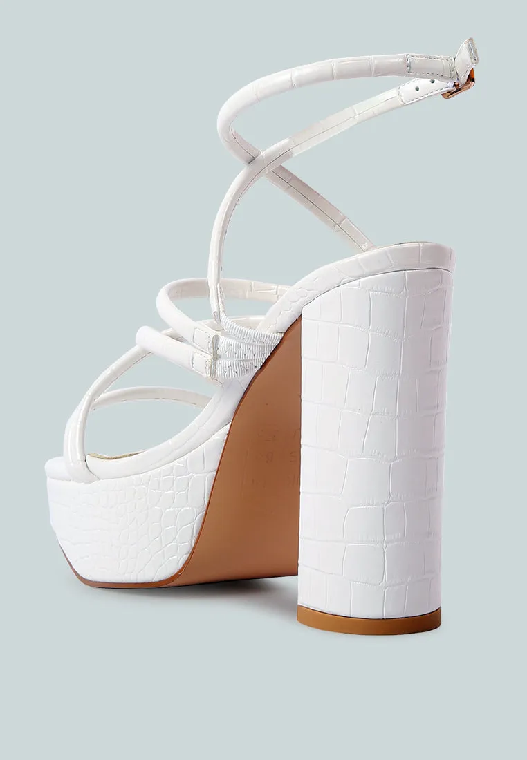 Beam Tips Strappy Chunky Platform High Heel Sandals by London Rag