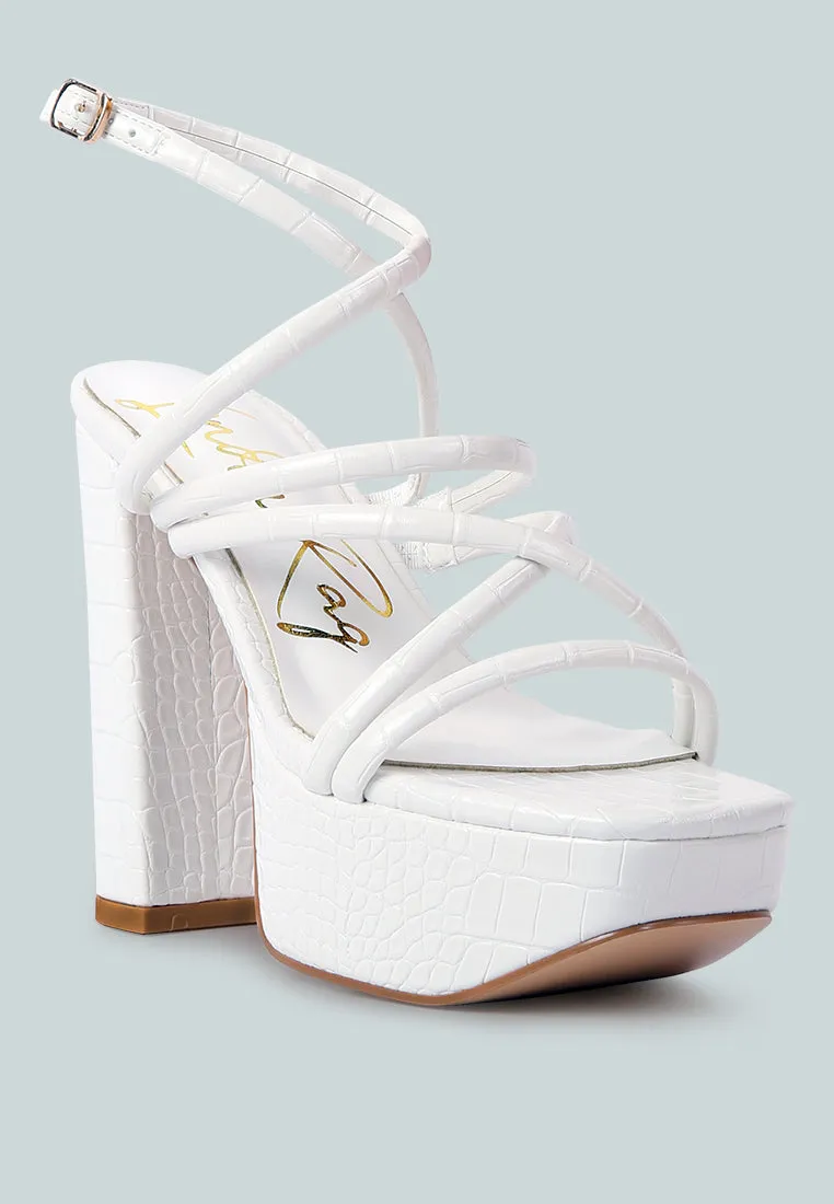 Beam Tips Strappy Chunky Platform High Heel Sandals by London Rag