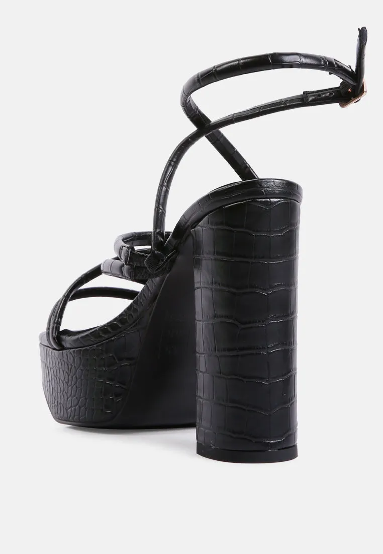 Beam Tips Strappy Chunky Platform High Heel Sandals by London Rag