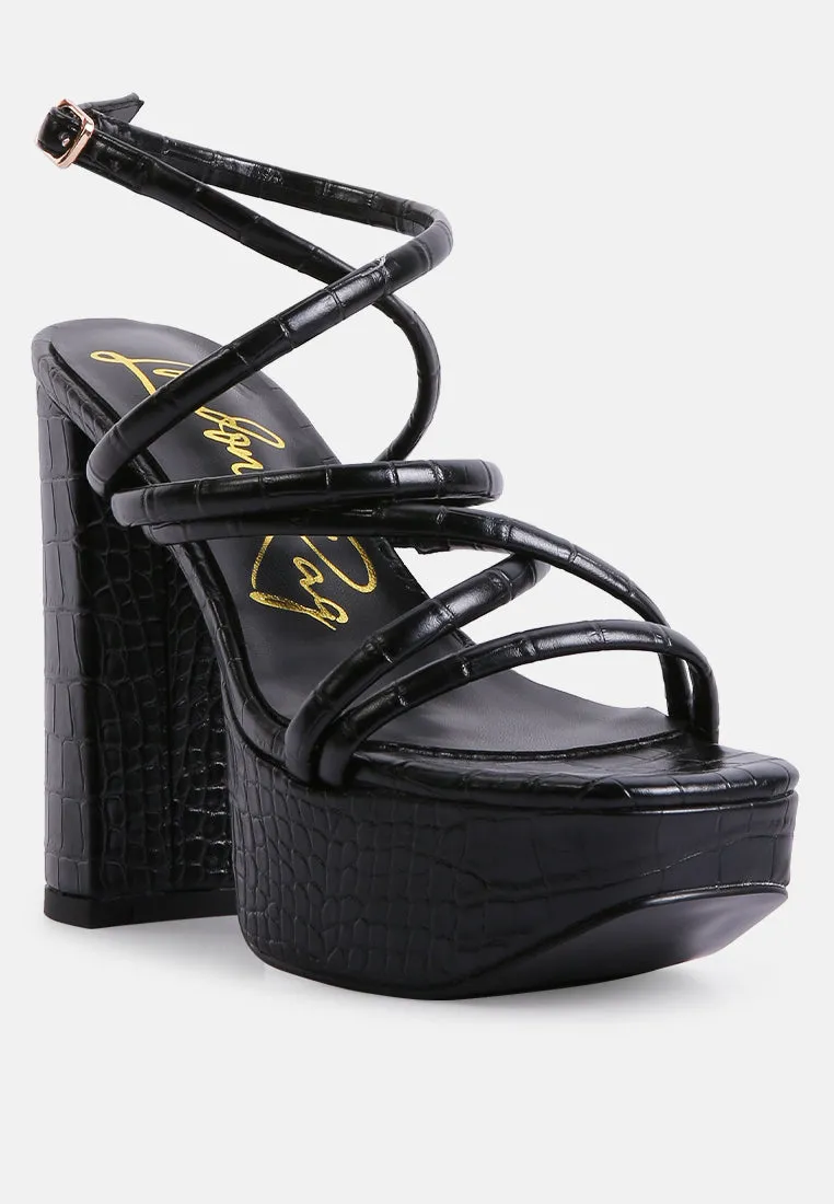 Beam Tips Strappy Chunky Platform High Heel Sandals by London Rag
