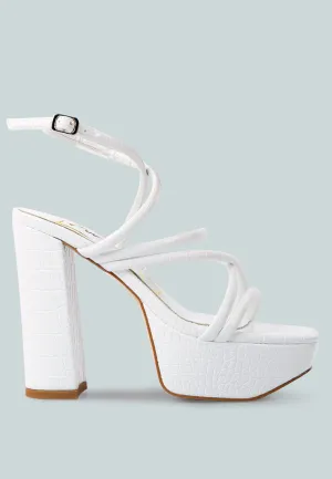 Beam Tips Strappy Chunky Platform High Heel Sandals by London Rag