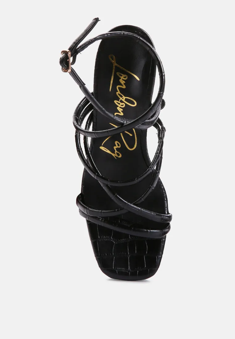 Beam Tips Strappy Chunky Platform High Heel Sandals by London Rag