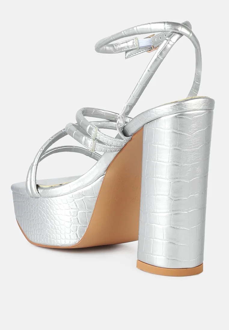 Beam Tips Strappy Chunky Platform High Heel Sandals by London Rag