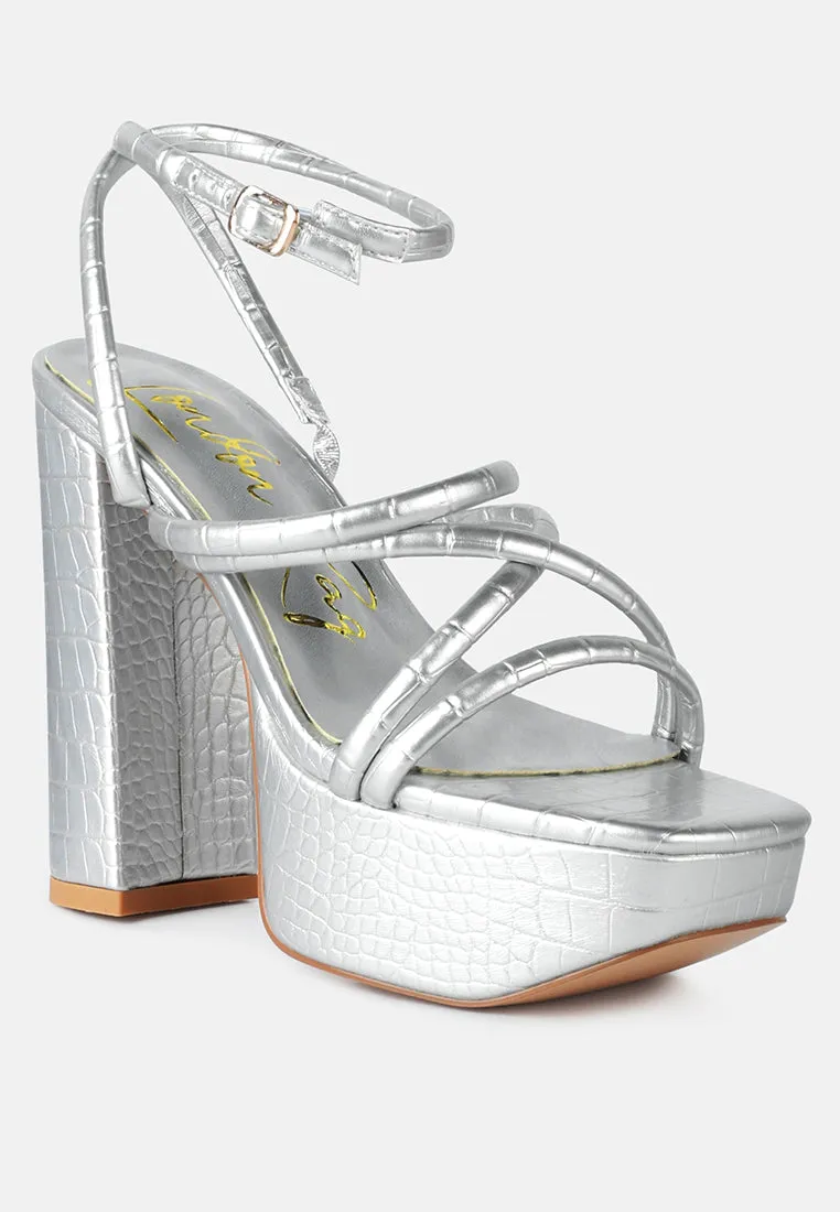 Beam Tips Strappy Chunky Platform High Heel Sandals by London Rag