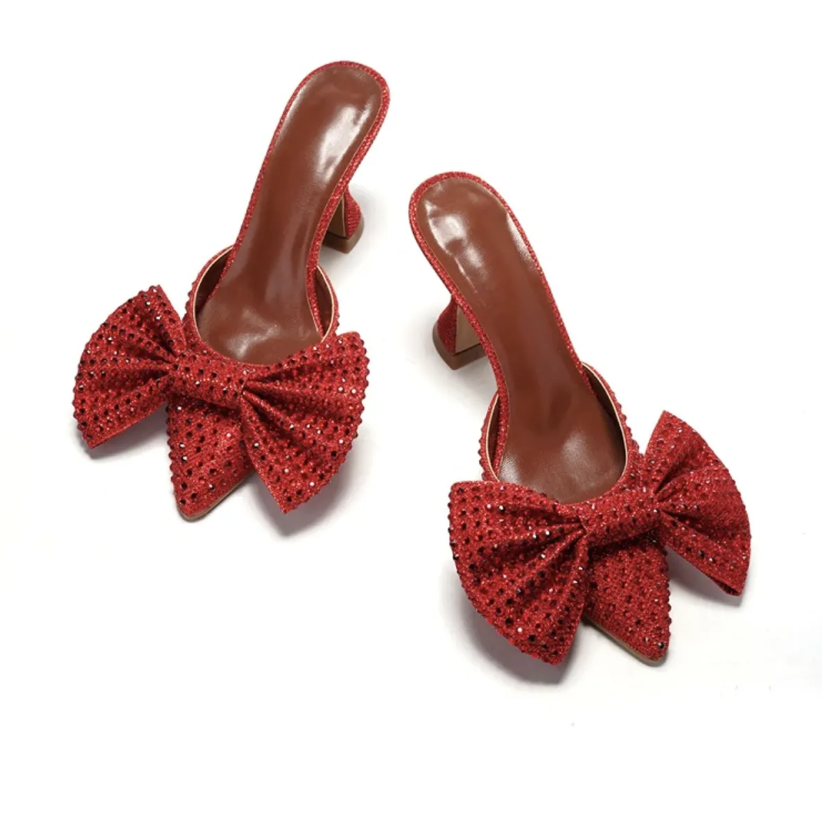 BOW RHINESTONE SHINY HIGH HEELS