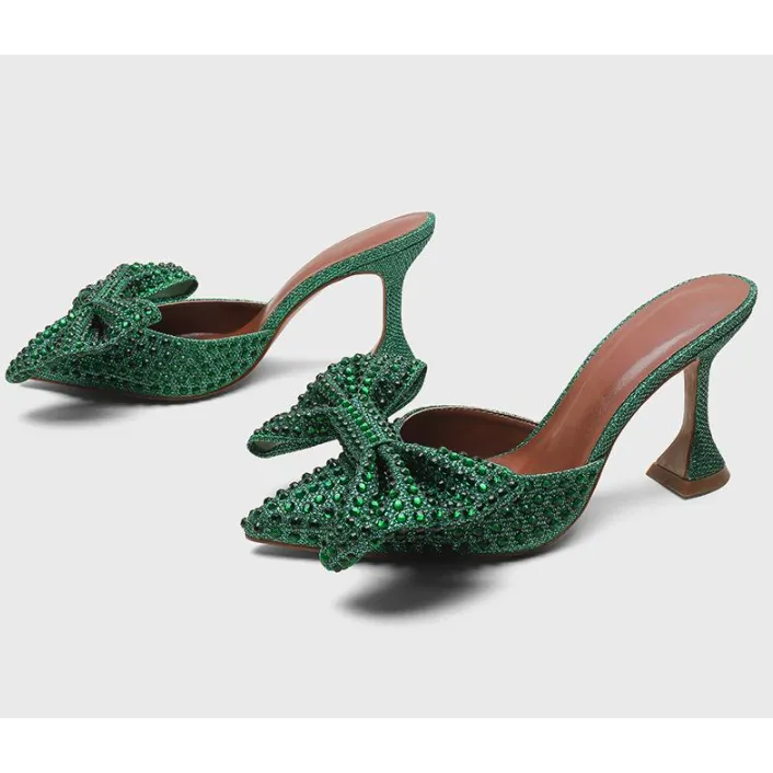 BOW RHINESTONE SHINY HIGH HEELS