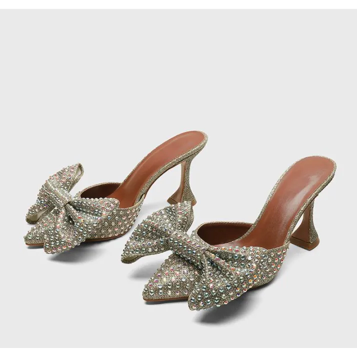 BOW RHINESTONE SHINY HIGH HEELS