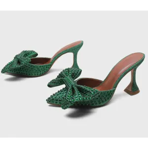 BOW RHINESTONE SHINY HIGH HEELS