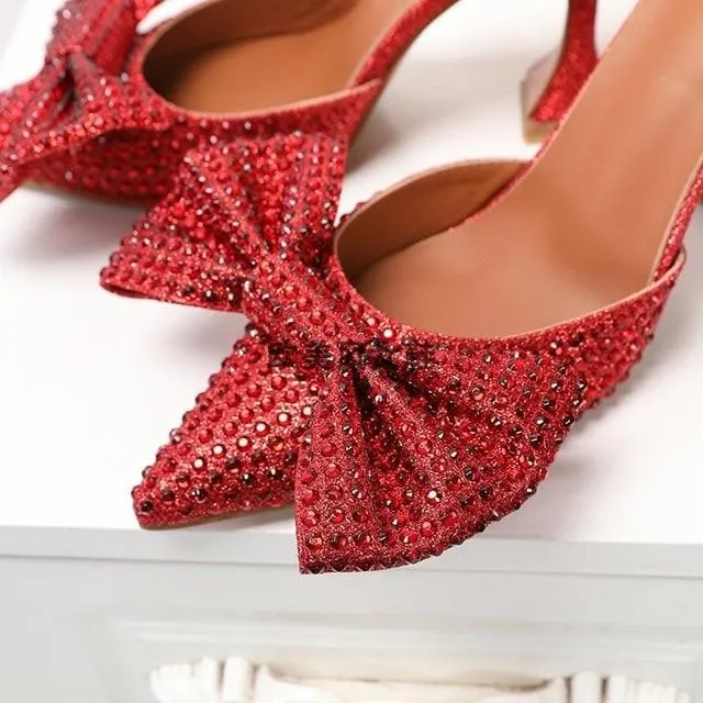 BOW RHINESTONE SHINY HIGH HEELS