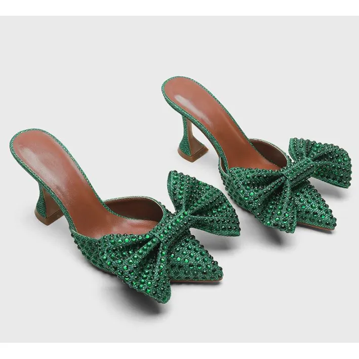 BOW RHINESTONE SHINY HIGH HEELS