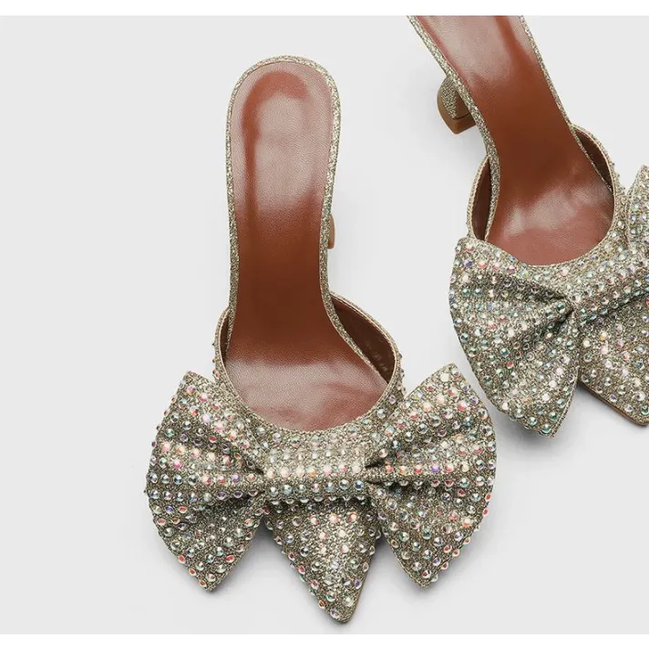 BOW RHINESTONE SHINY HIGH HEELS