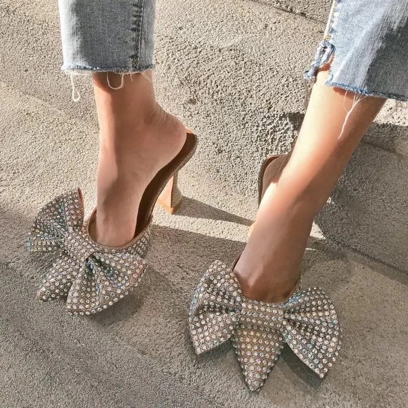 BOW RHINESTONE SHINY HIGH HEELS