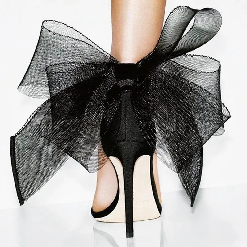 Bowknot Mesh Sandals Ankle Strap