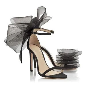 Bowknot Mesh Sandals Ankle Strap