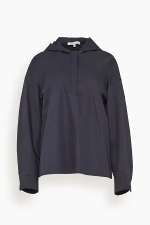 Eco Poplin Hooded Shirt in Navy