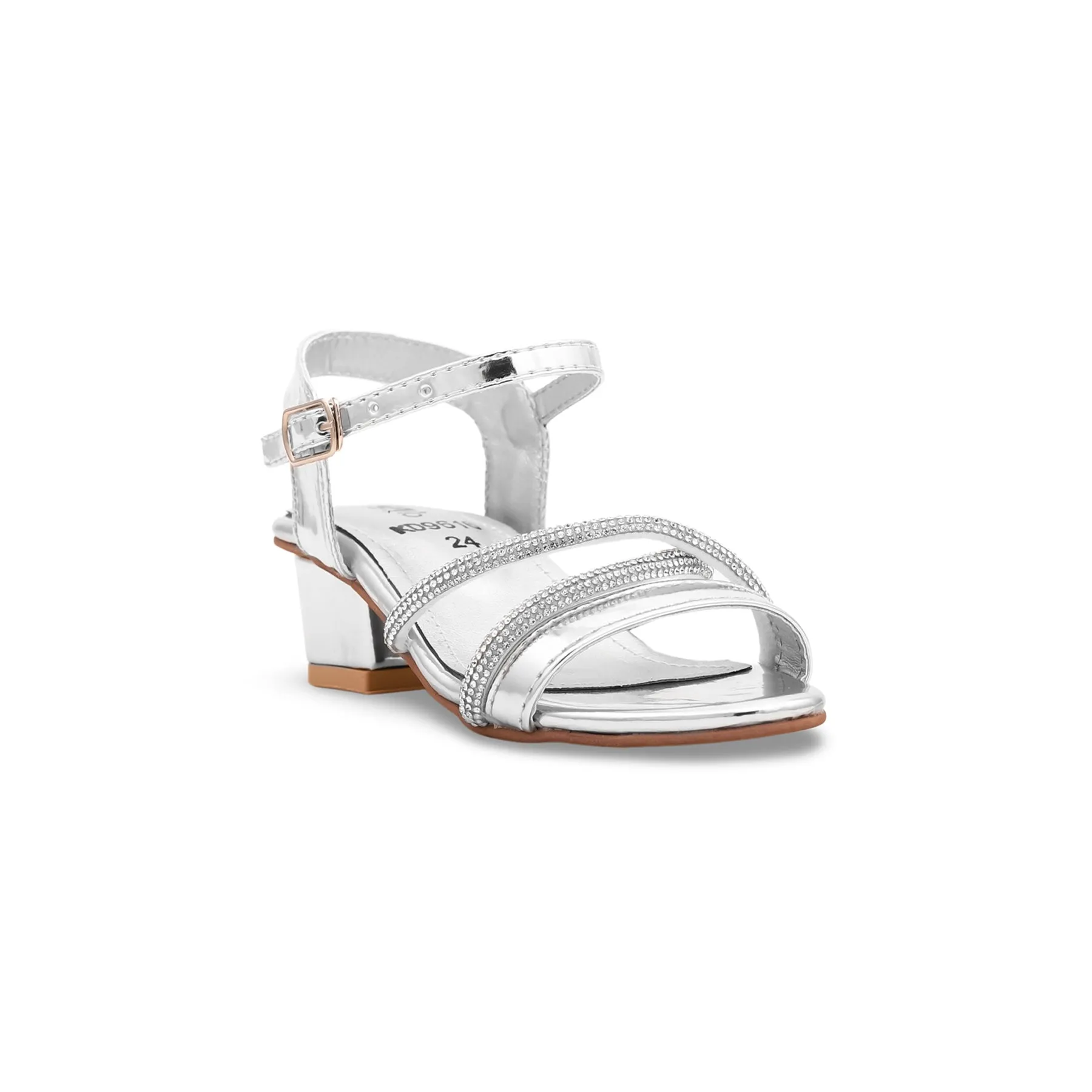 Girls Silver Fancy Sandal KD9616