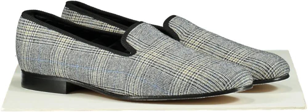Lord Loafers Black/Grey Plaid Handmade Loafers UK 11
