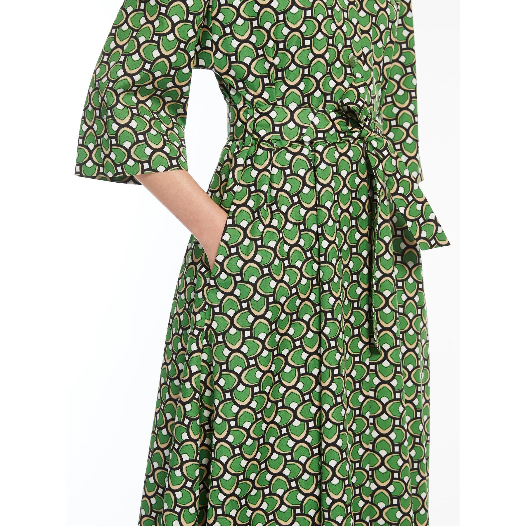 Max Mara Weekend Green Varenna Cotton Shirt Dress