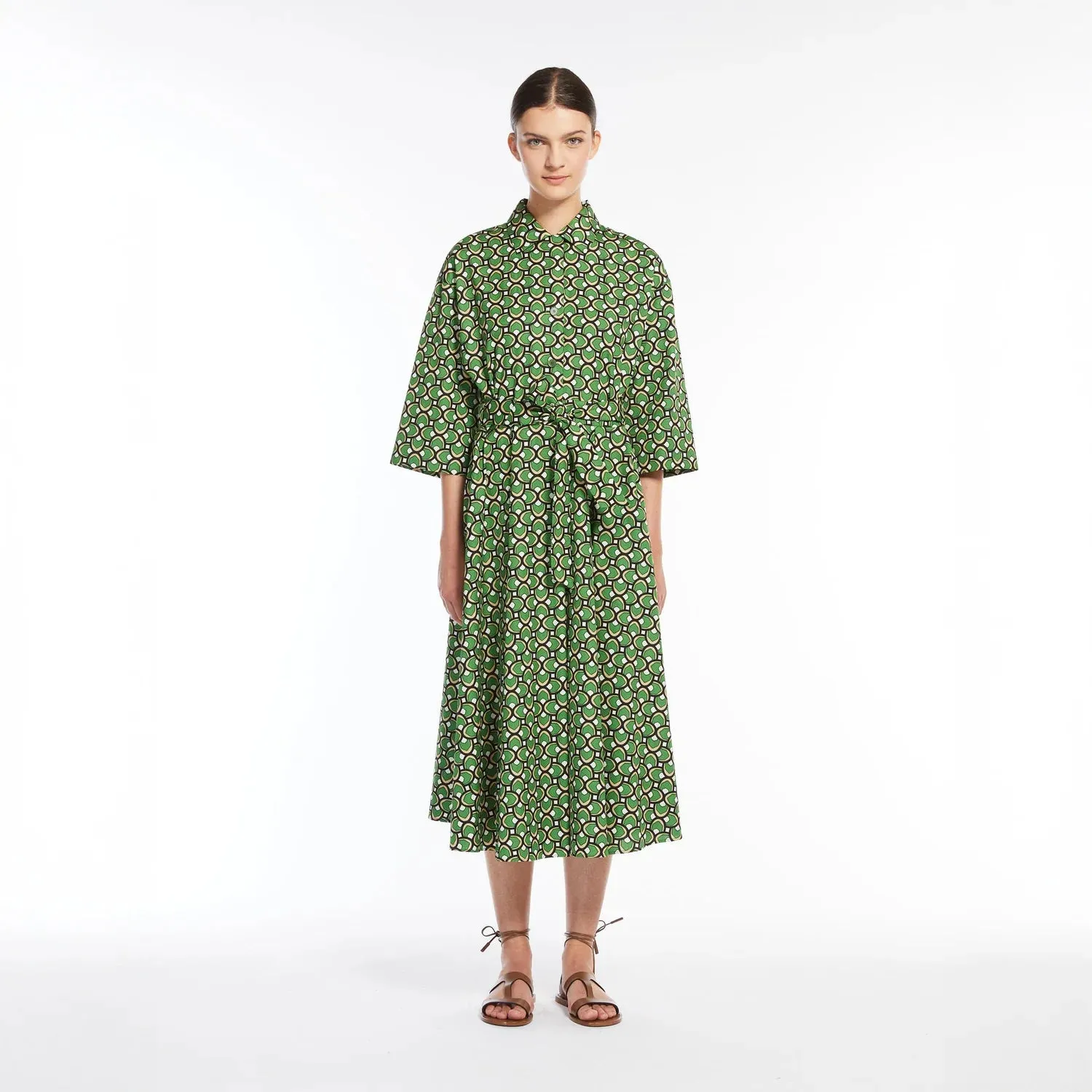 Max Mara Weekend Green Varenna Cotton Shirt Dress