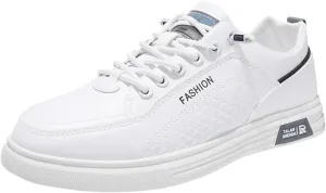 Men Slip on Walking Shoes Comfortable PU Leather Memory Foam Breathable Fashion Sneakers Non Slip Arch Support Cushioning Workout Tennis Shoes Wide Width