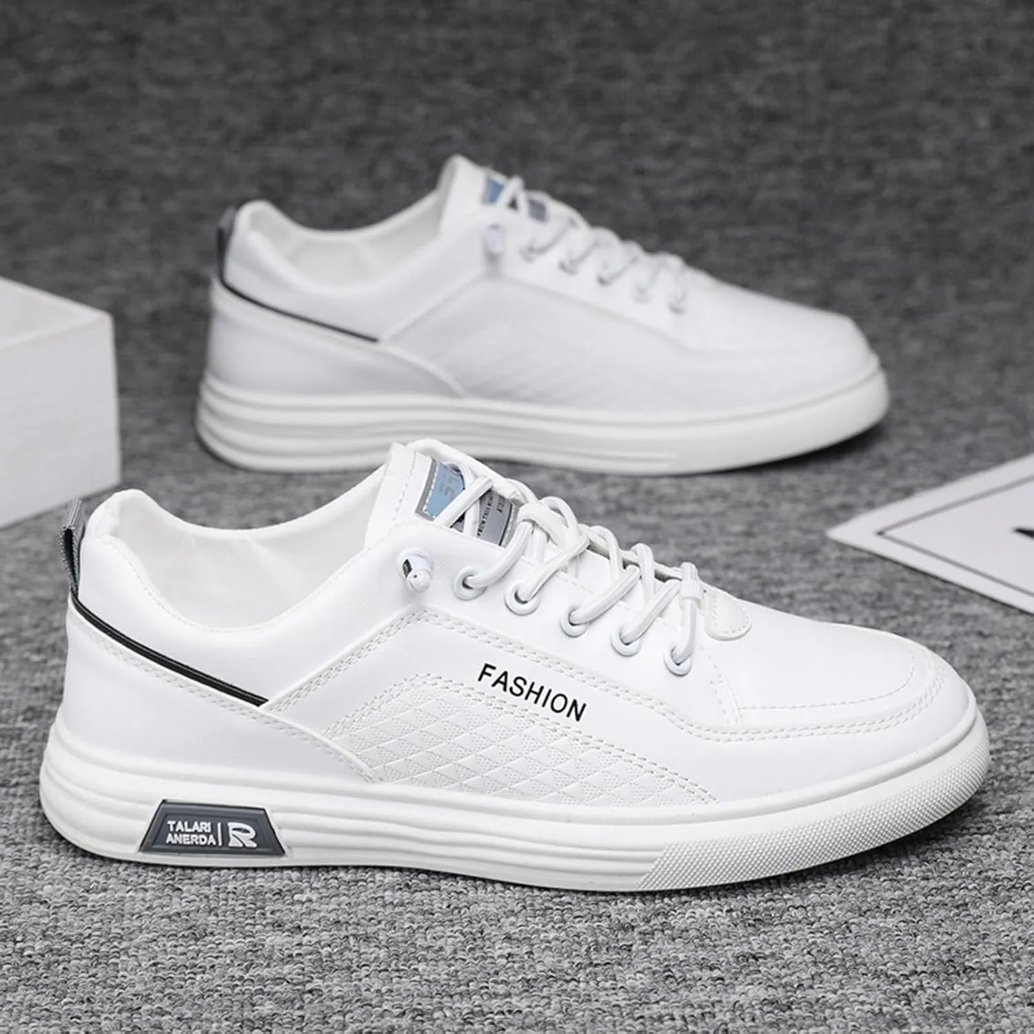 Men Slip on Walking Shoes Comfortable PU Leather Memory Foam Breathable Fashion Sneakers Non Slip Arch Support Cushioning Workout Tennis Shoes Wide Width