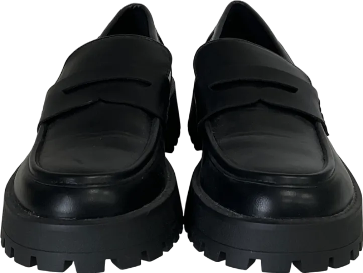 PrettyLittleThing Black Round Toe Trim Loafers UK 6 EU 39 