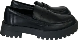 PrettyLittleThing Black Round Toe Trim Loafers UK 6 EU 39 