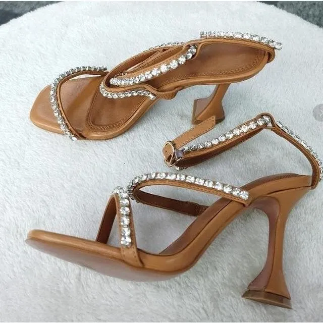 RHINESTONE STRAP HEELS