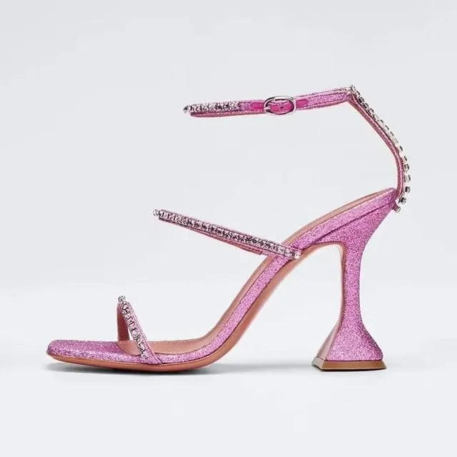 RHINESTONE STRAP HEELS