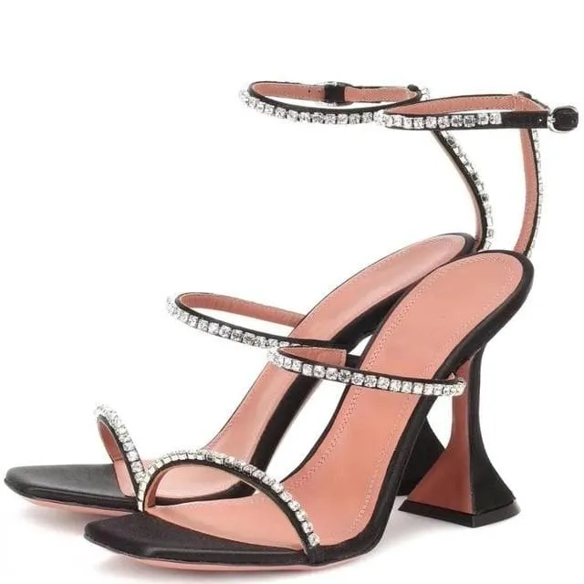 RHINESTONE STRAP HEELS