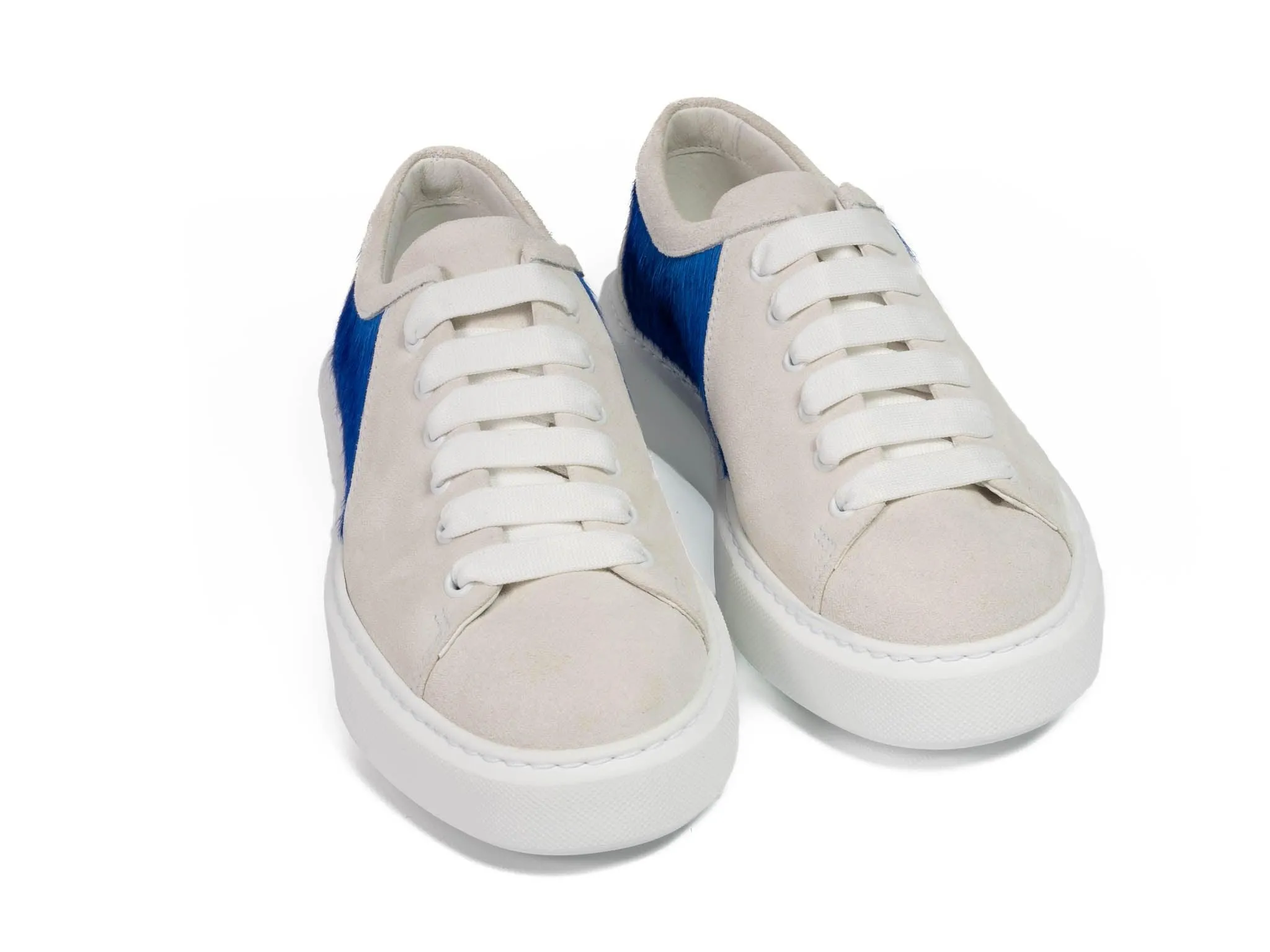 Royal Hair-on-hide with White Suede Leather Trainer