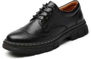 Womens Oxford Shoes Platform Classic Leather Non Slip Dressy Shoes Brogues Style Chunky Comfortable Business Shoes for Work Casual Office